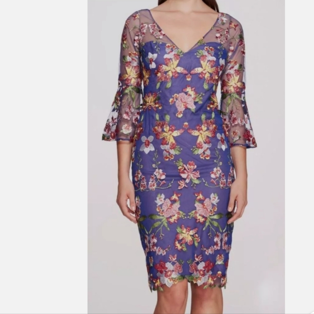 Marchesa Women's Blue Floral Dress